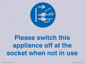 Please switch this appliance off at the socket when not in use